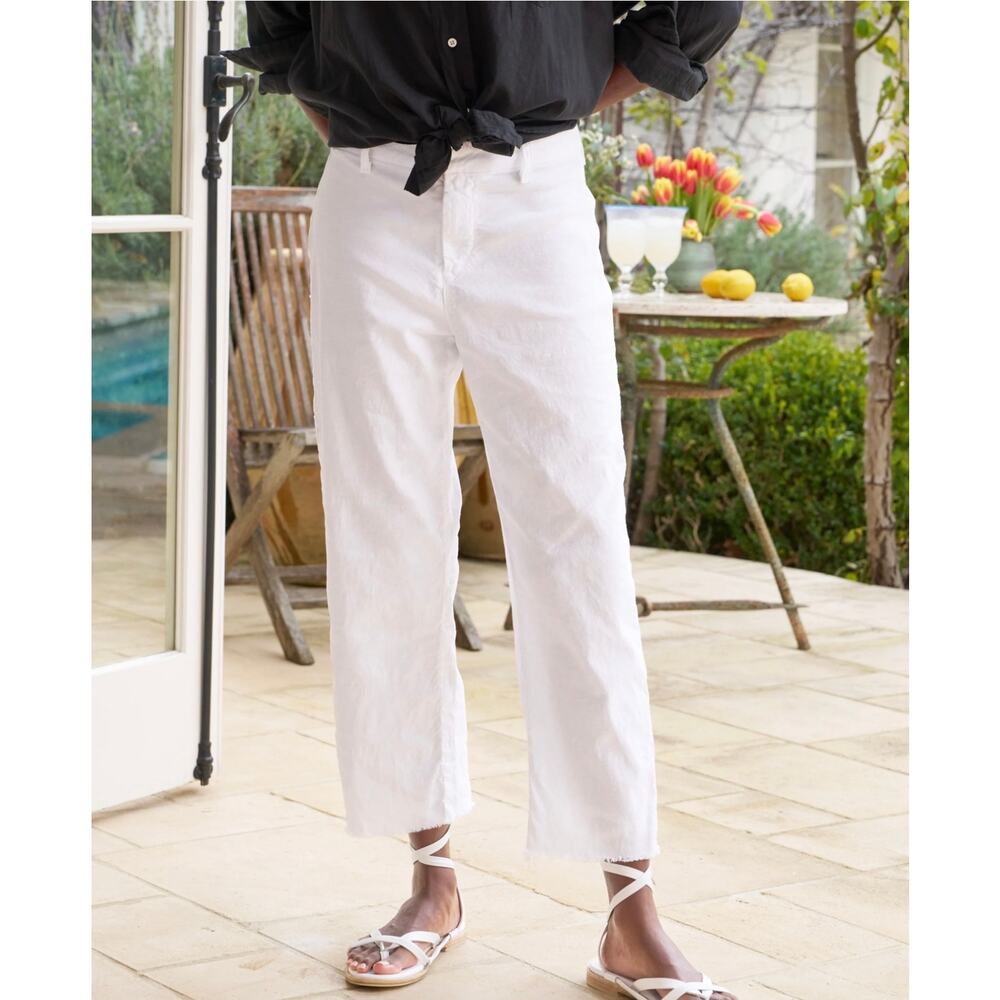 Frank & Eileen Kinsale Trouser Pants Flax Linen Cotton White Womens Size 4